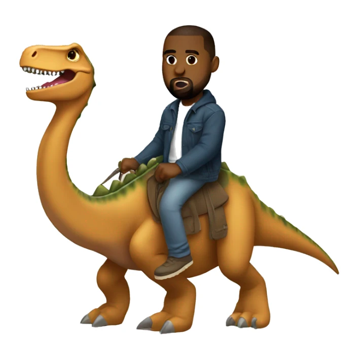 Kanye West riding a dinosaur sticker