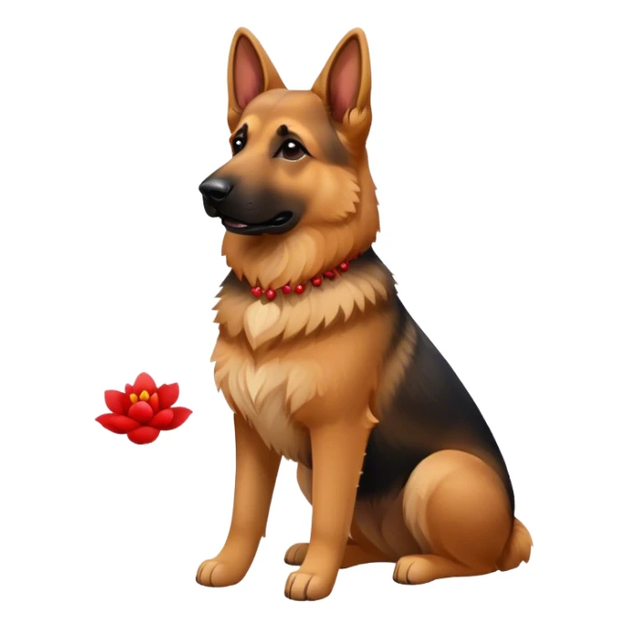 German Shepherd with flower red  sticker