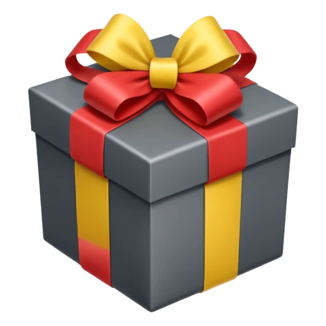 gift box with yellow and red ribbon sticker