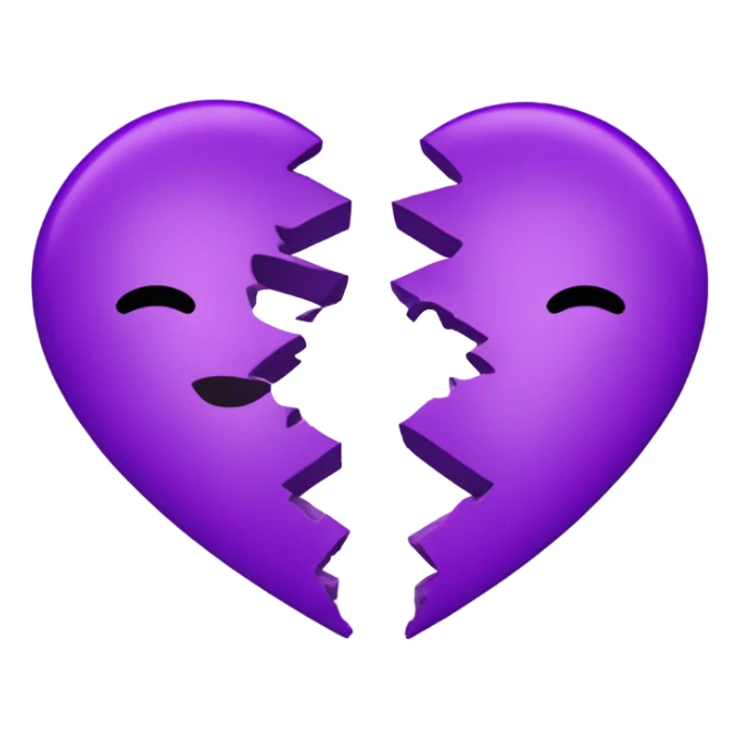 Broken heart in two halves in purple  sticker