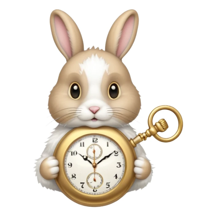 Rabbit holding watch sticker