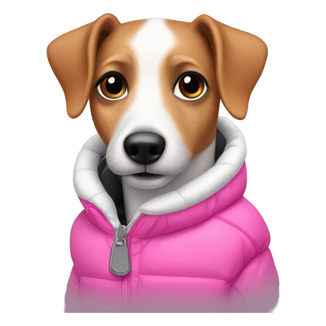 Jack rassel wearing pink puffer sticker