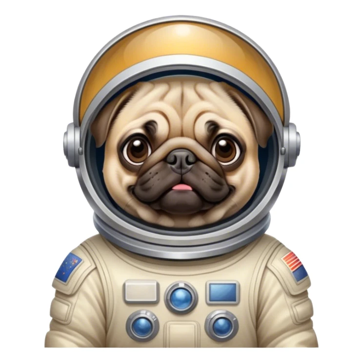 Pug in space suit  sticker