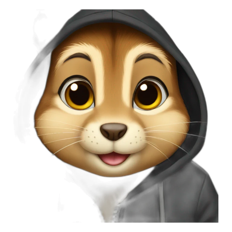 Chipmunk wearing a black hoodie sticker