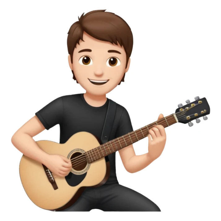 white Guy with brown  playing a black guitar sticker