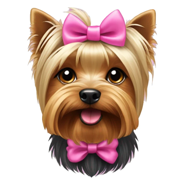 Yorkshire terrier dog with a pink bow sticker