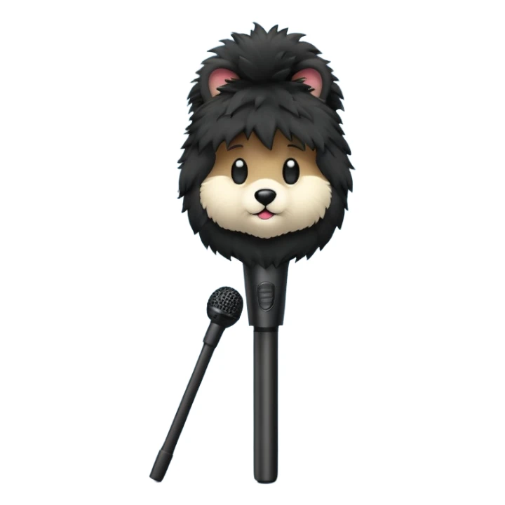 boom fluffy microphone with stick sticker