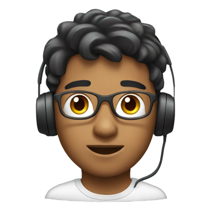 A young man wearing a headset on his ear. sticker