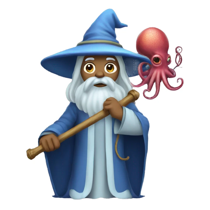 Wizard with an octopus head and staff sticker