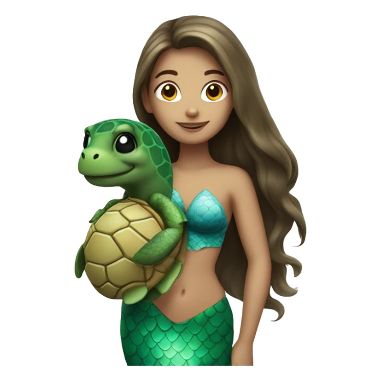 light brunette mermaid with a turtle sticker