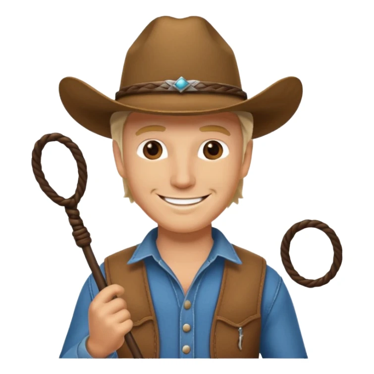 Give this emoji 🤠 a whip make it a white guy  sticker
