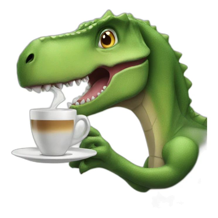 dinosaur drinking coffee sticker