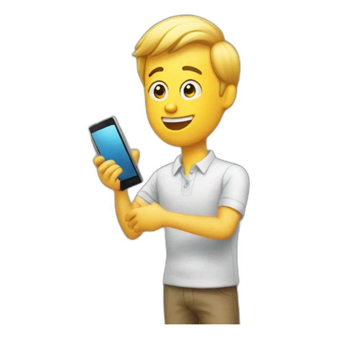 person watching cell phone happy sticker