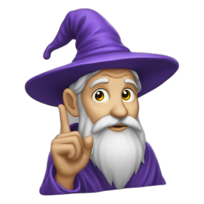 wizard thinking with fingers on chin sticker