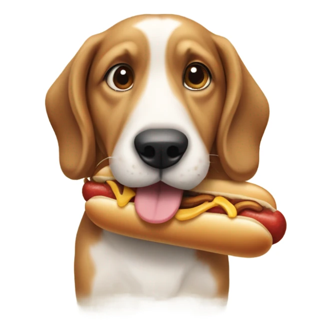 dog eating hotdog sticker