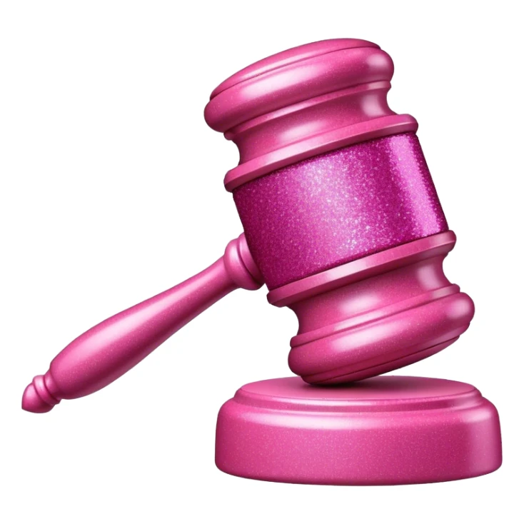 pink glitter gavel sticker