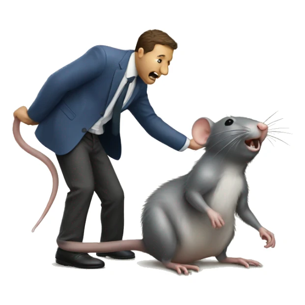 rat being bonked by man sticker