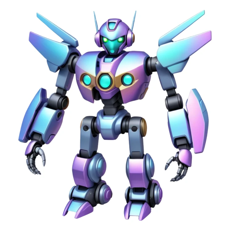 Iridescent futuristic medabot-mecha sticker