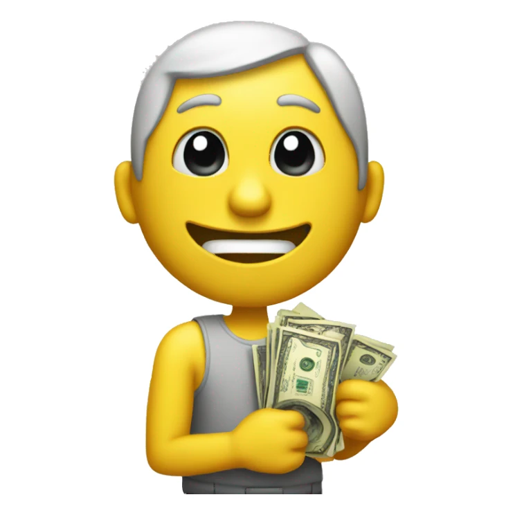 yellow guy holding a dollar sticker
