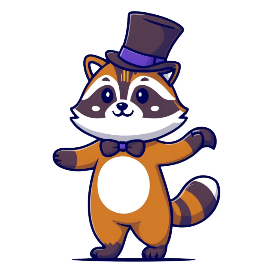 raccoon tipping top hat sticker