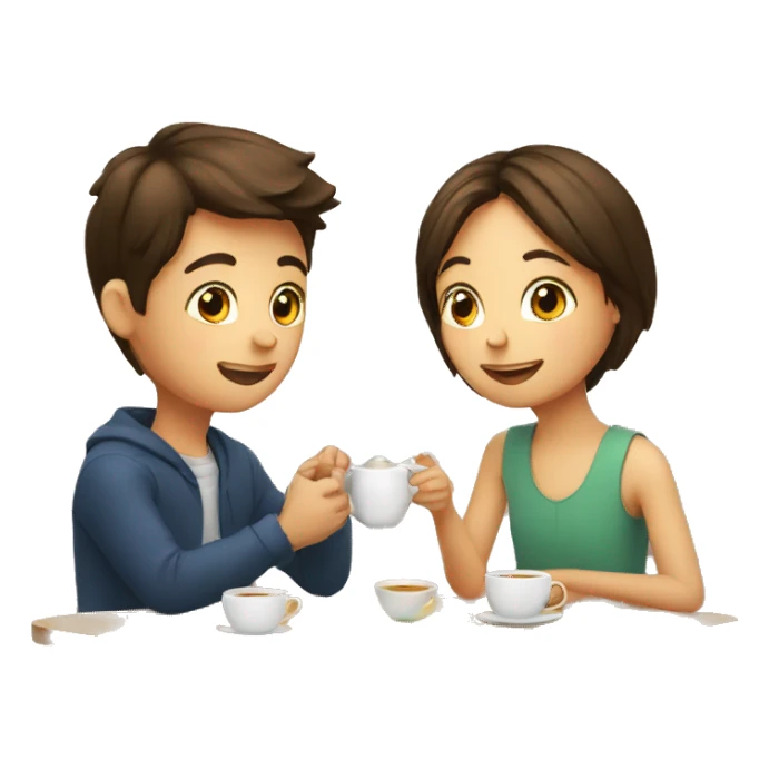 A boy and girl drinking tea sticker