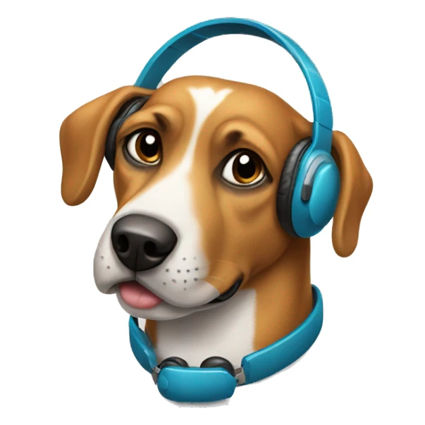 perro con auriculares  sticker