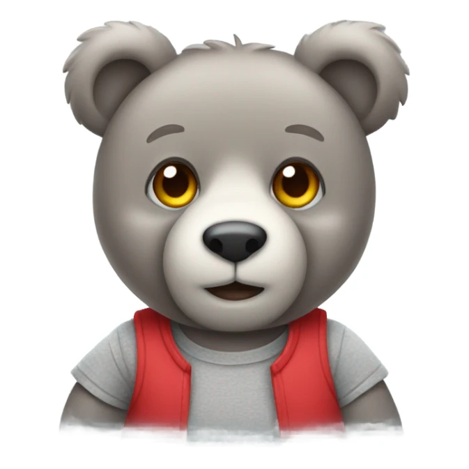 cute grey teddy bear wearing red t-sh sticker