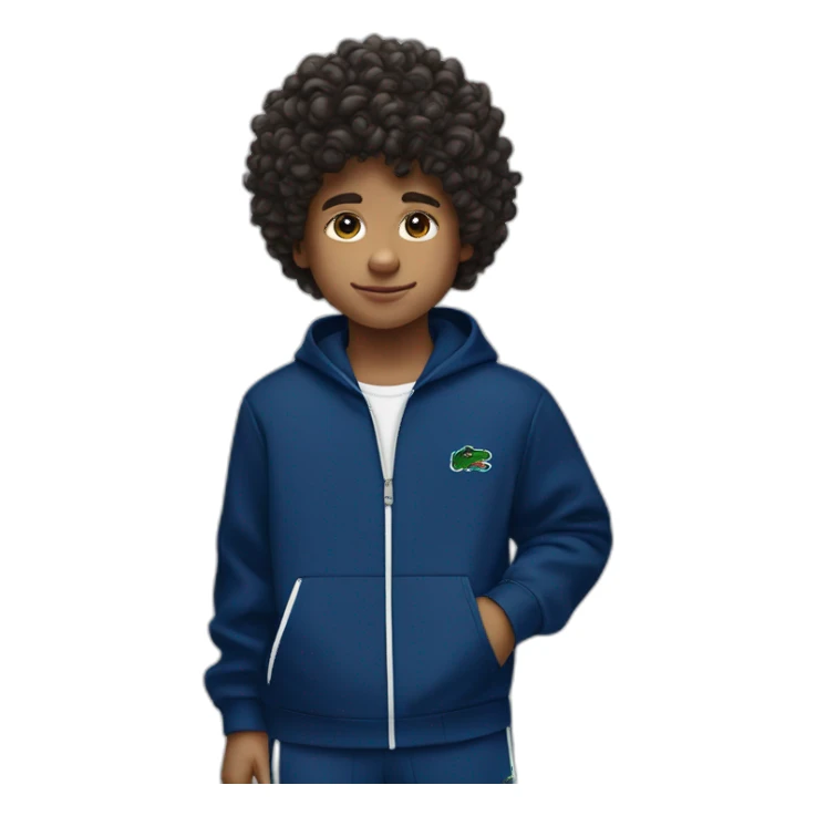 Curly boy wearing lacoste tracksuit sticker