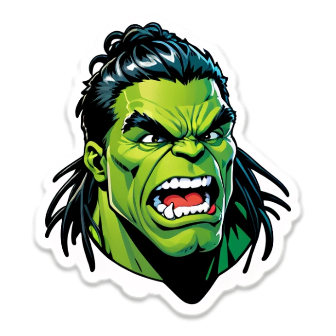 Hulk kissed hule with black dreadlocs  sticker