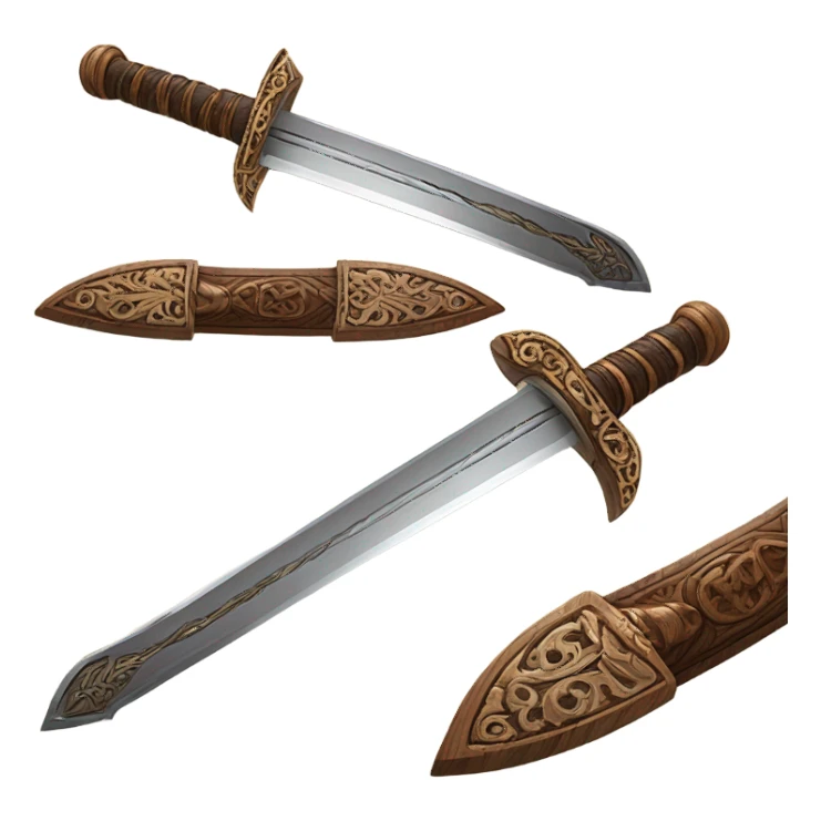 Ornate Wooden sword sticker