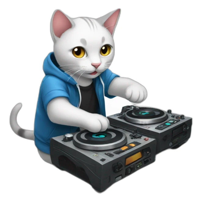 Dj cat playing with rat sticker
