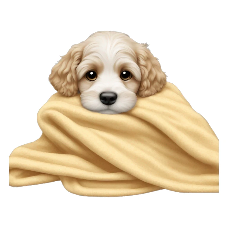 cute cockapoo puppy sleep in blanket sticker