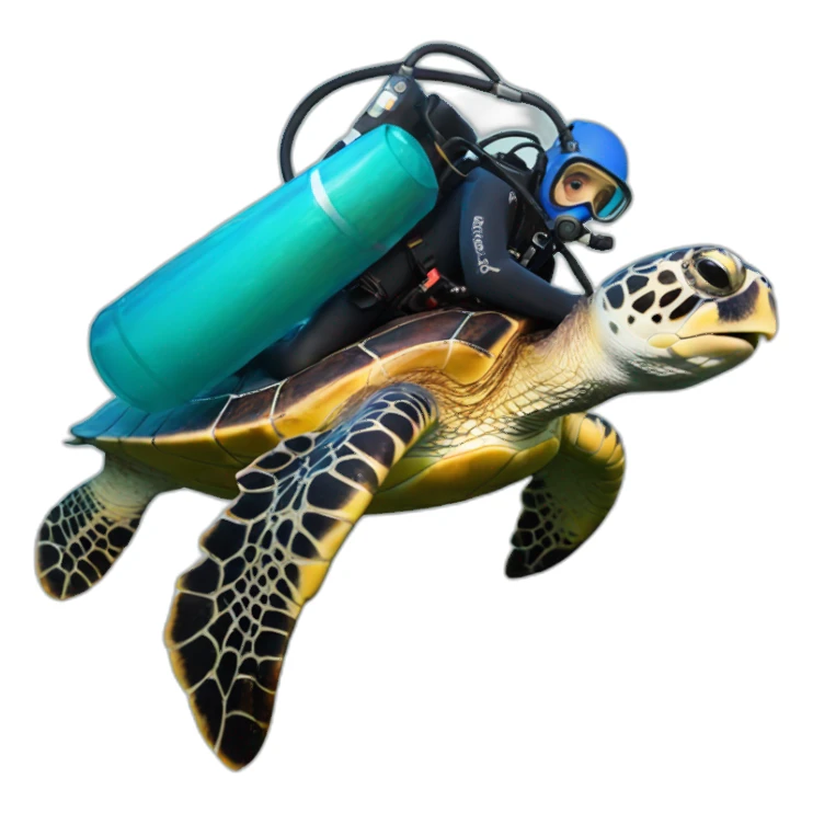 scuba diver, sea turtle sticker