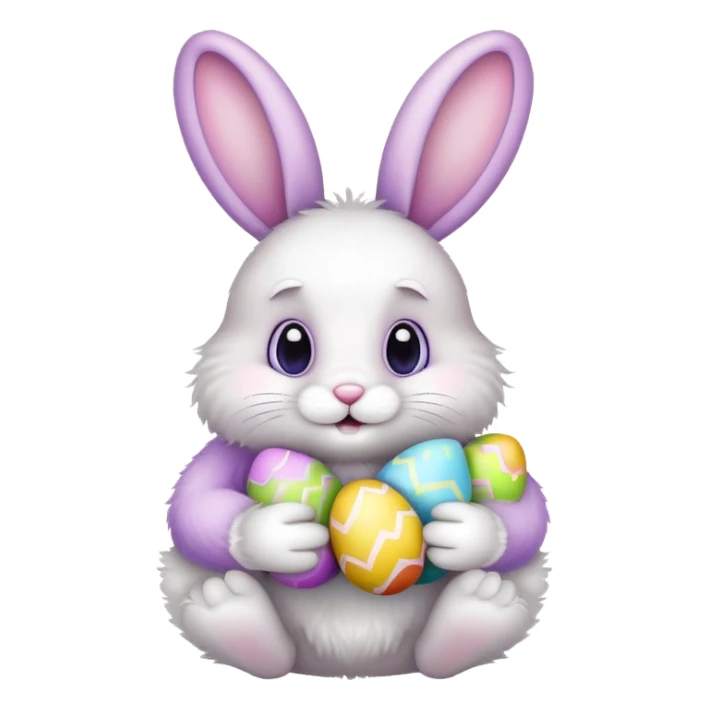 Easter bunny with colorful eggs sticker