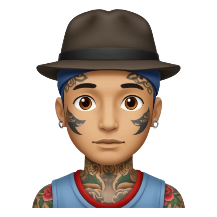 hat wearing tattooed man head sticker
