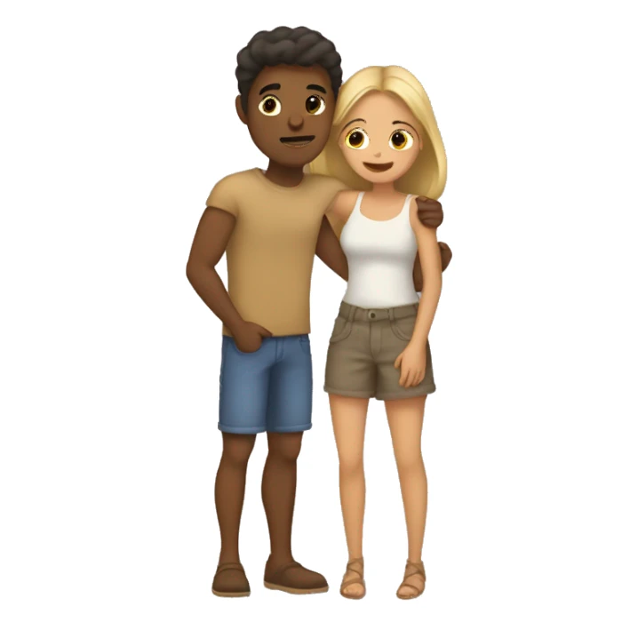 Tan boyfriend and girlfriend hug  sticker