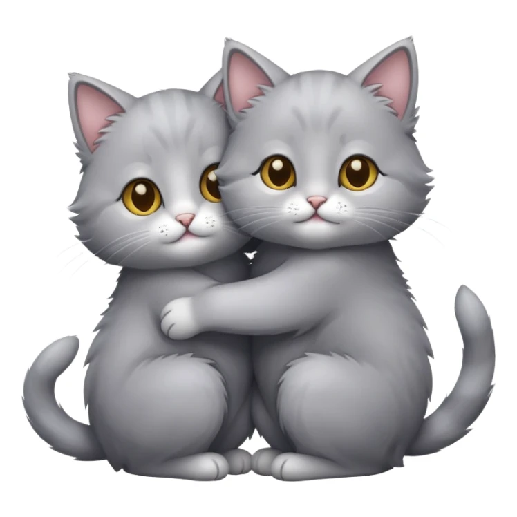 two hugging grey kitty  sticker