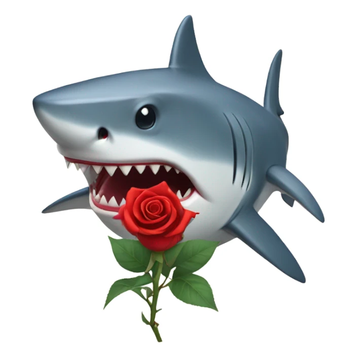 shark holding a red rose sticker