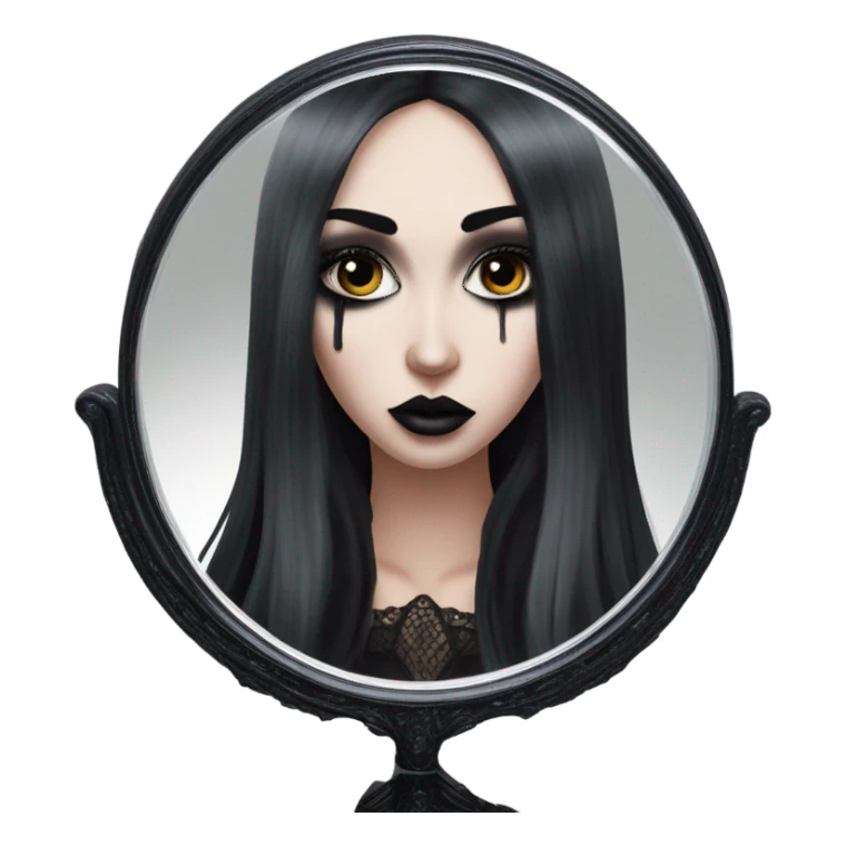 Hyper Realistic Goth victoria secret model looking into a handheld mirror  sticker