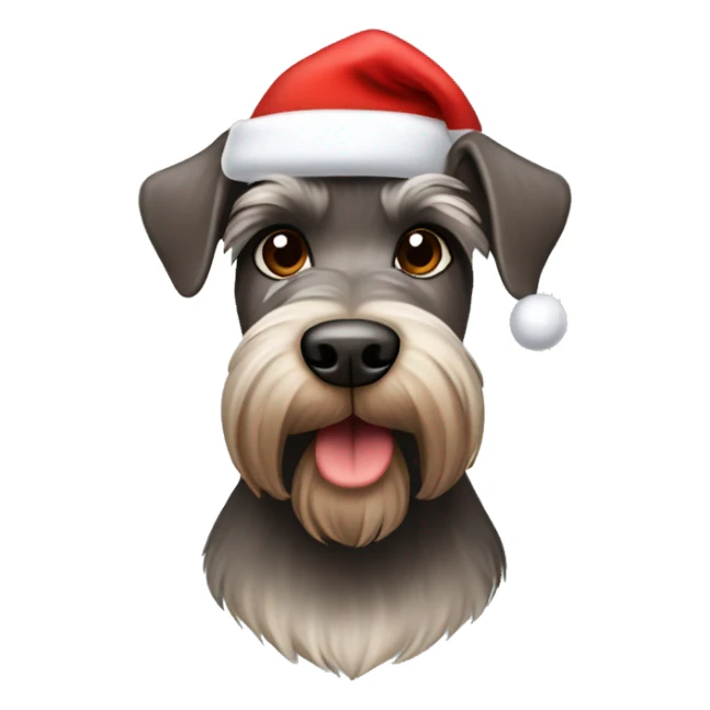 Brown Schnauzer in a Santa hat sticker