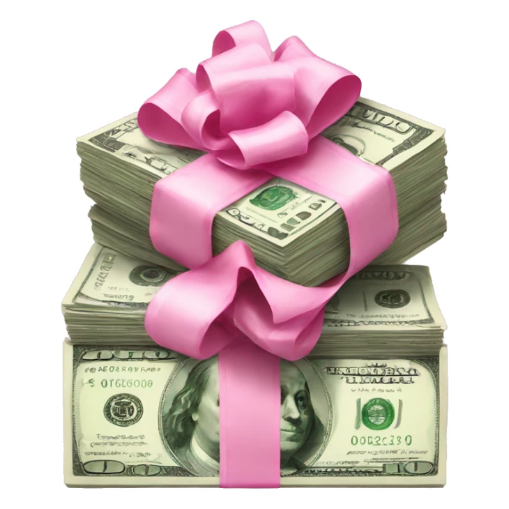 Stack of money with pink bow  sticker