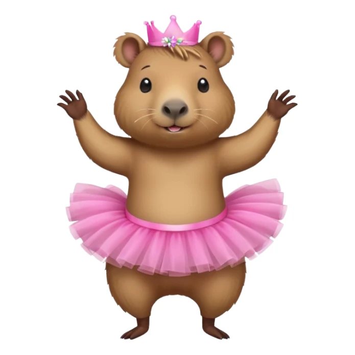 A capybara wearing a pink tutu and dancing sticker