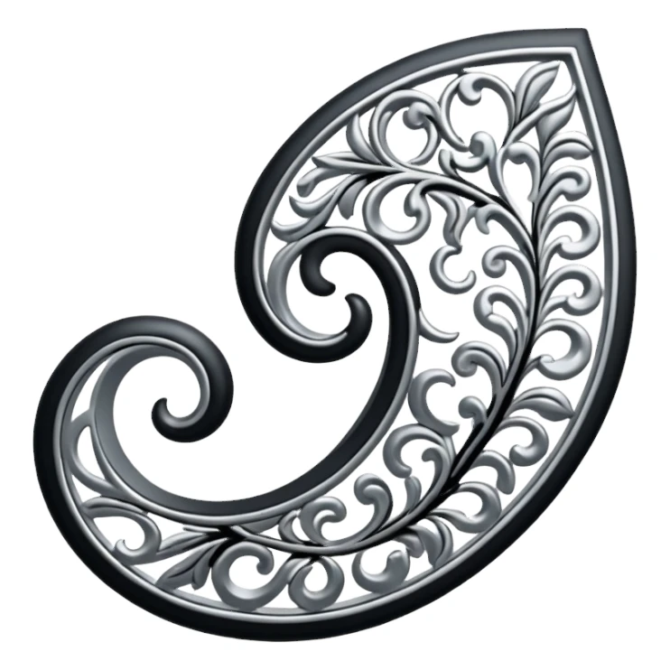 Black and silver filigree page divider, 3D, extremely detailed design sticker