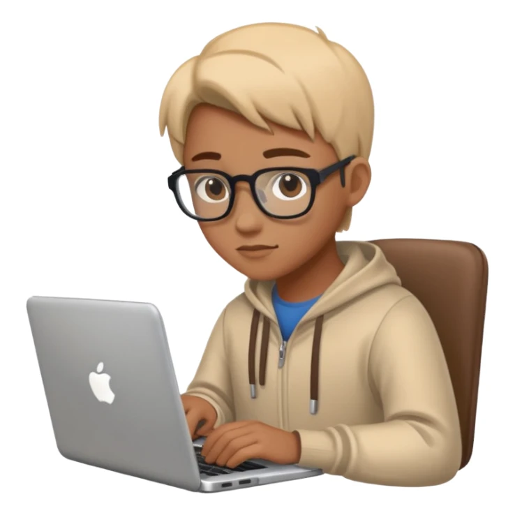 a student working in a laptop sticker