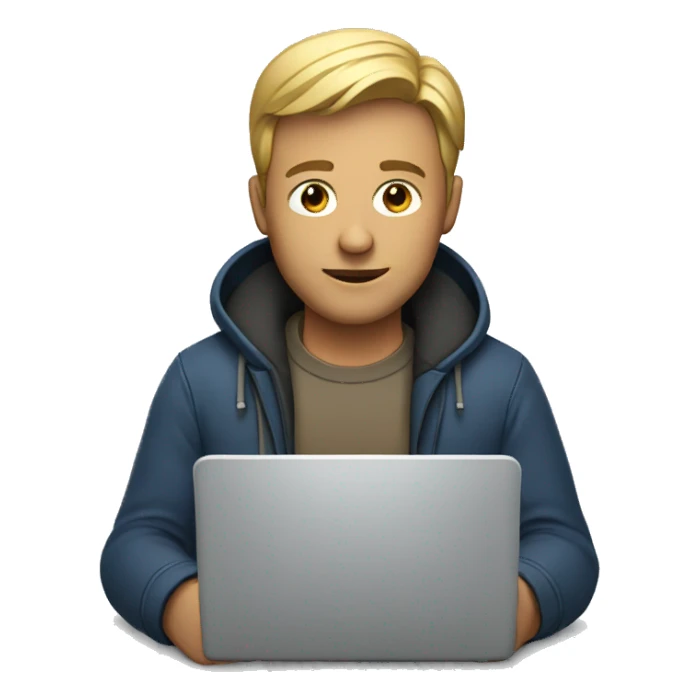 a man with a laptop sticker