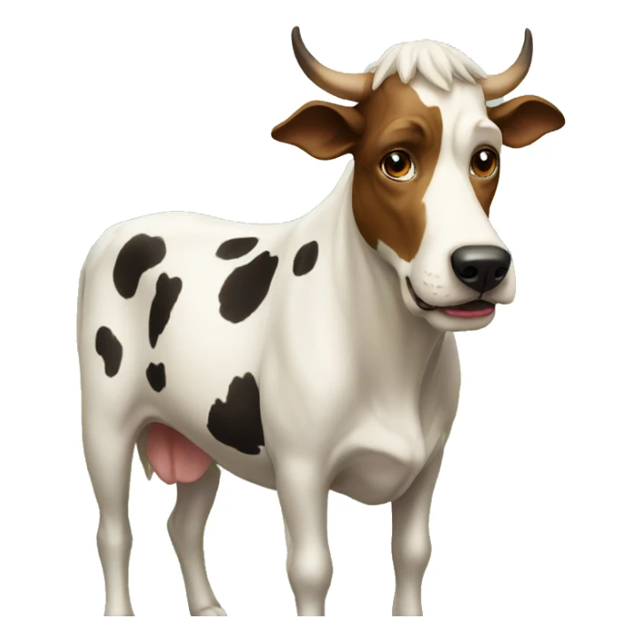 Dog on cow sticker