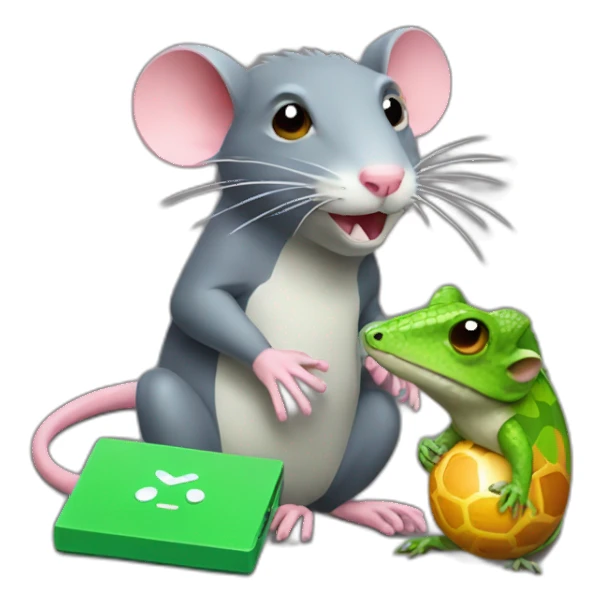 Rat with lizard playing playstation sticker