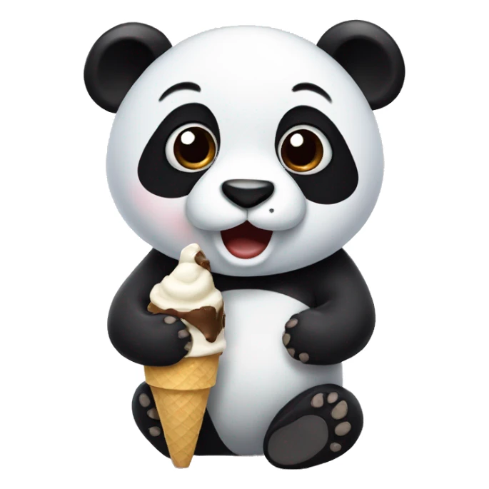 Panda eating ice cream sticker