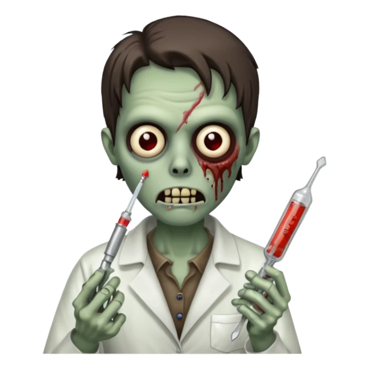 zombie holding a syringe and a spoon sticker