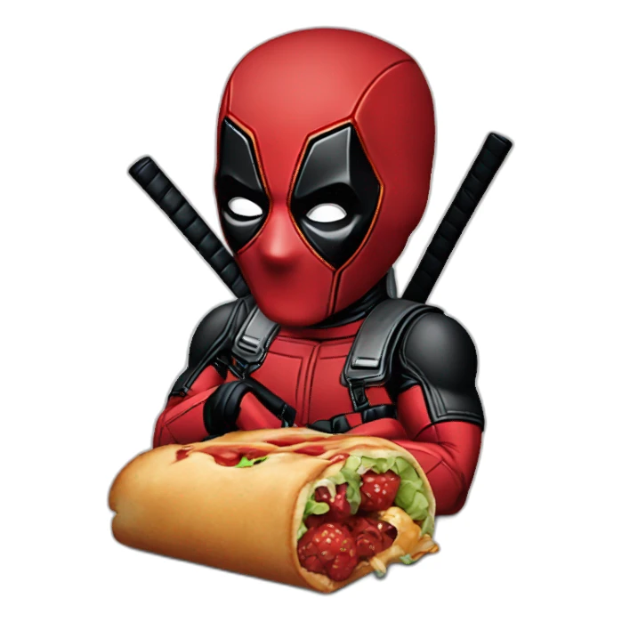 deadpool eating a chimichanga sticker